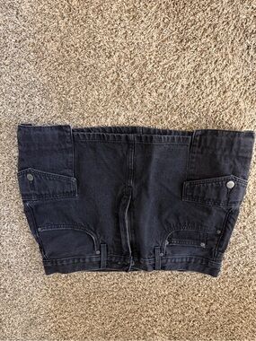 Black Denim Utility Skirt